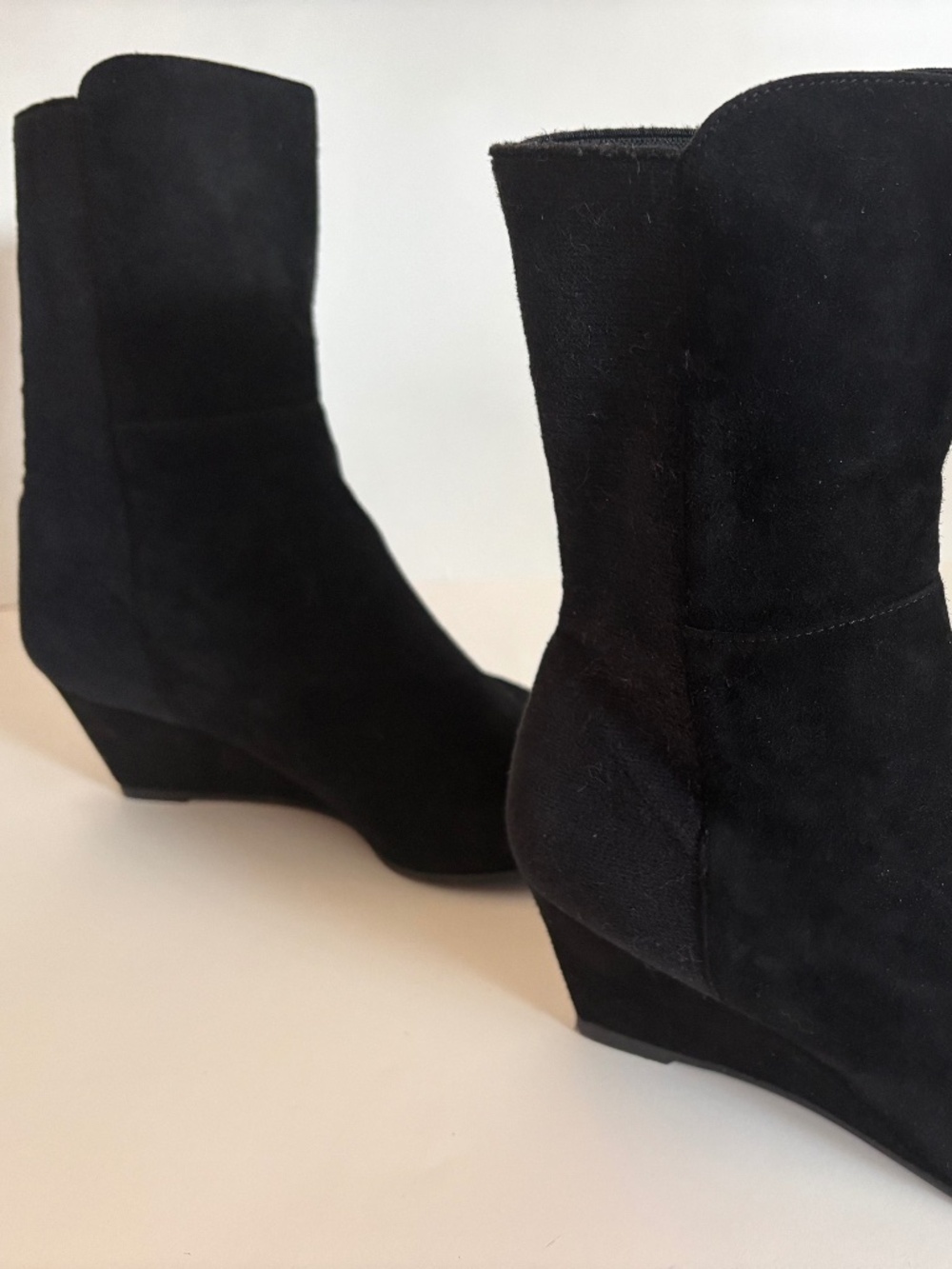 Stuart Weitzman- Beatrice Black Suede Wedge Boots - Picture 1 of 6